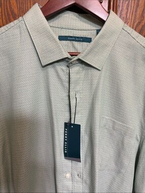 NWT Perry Ellis Men's Green Micro-Pattern Button-Down Shirt XXL